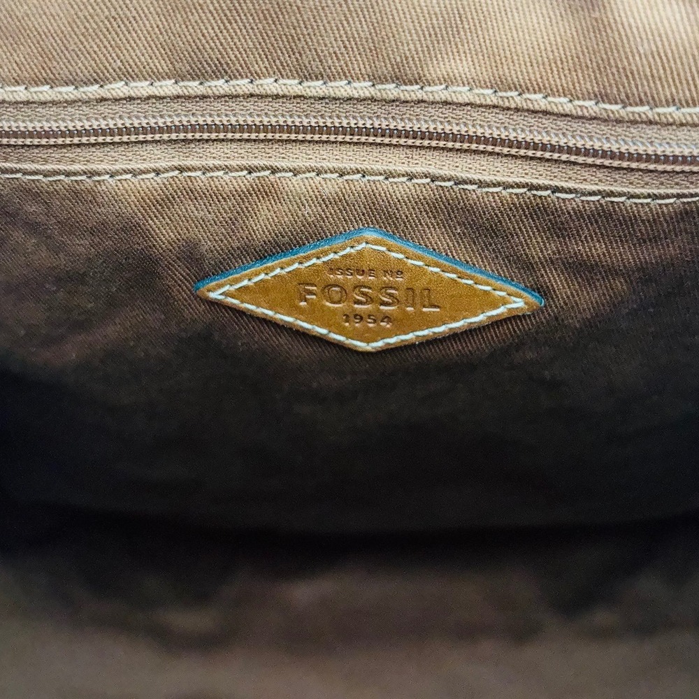 Fossil Carlie Leather Satchel Shoulder Cognac Bag Braided Tassel - Picture 9 of 10